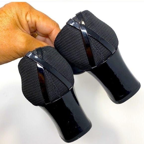 Vaneli Black Block Heel Fabric & Patent Leather Pumps - Picture 2 of 4